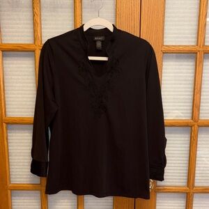 EUC Lane Bryant Elegant Embellished Black Top